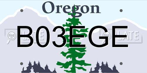B03EGE Oregon License Plate