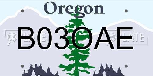 B03OAE Oregon License Plate