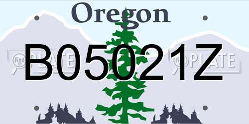 B05021Z Oregon License Plate