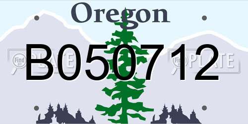 B050712 Oregon License Plate