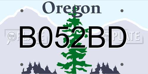 B052BD Oregon License Plate