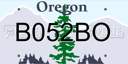 B052BO Oregon License Plate