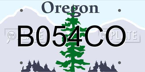 B054CO Oregon License Plate