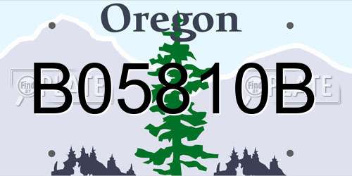 B05810B Oregon License Plate