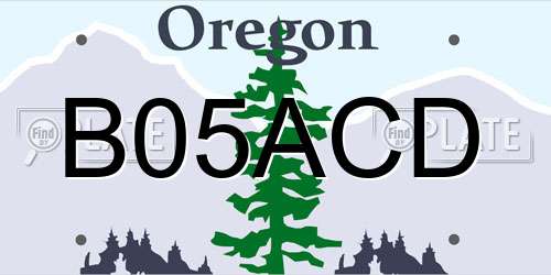 B05ACD Oregon License Plate