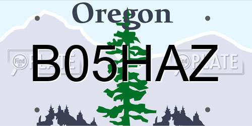 B05HAZ Oregon License Plate