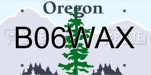 B06WAX Oregon License Plate