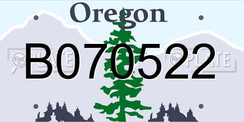 B070522 Oregon License Plate