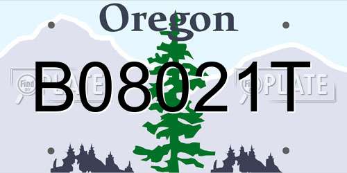 B08021T Oregon License Plate