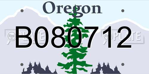 B080712 Oregon License Plate
