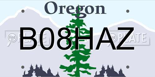 B08HAZ Oregon License Plate