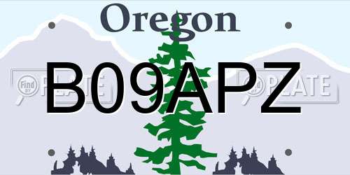 B09APZ Oregon License Plate