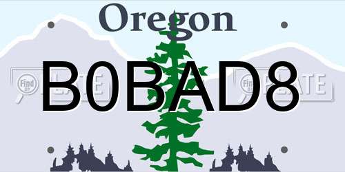 B0BAD8 Oregon License Plate