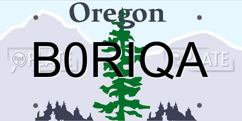 B0RIQA Oregon License Plate