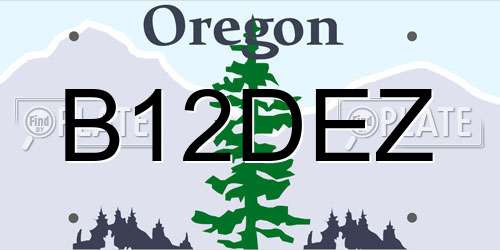 B12DEZ Oregon License Plate