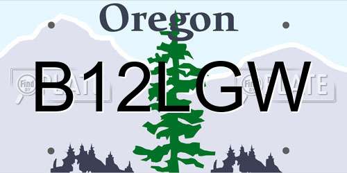 B12LGW Oregon License Plate