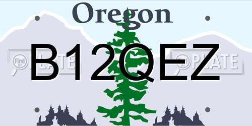 B12QEZ Oregon License Plate