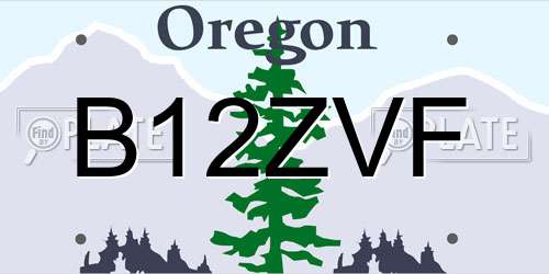 B12ZVF Oregon License Plate