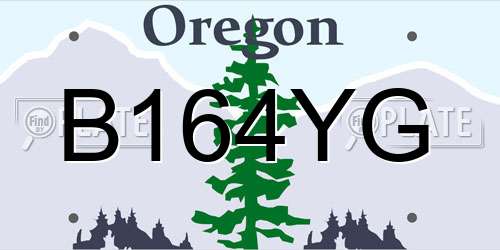 B164YG Oregon License Plate