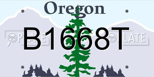 B1668T Oregon License Plate