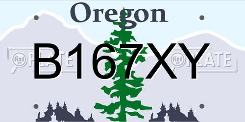 B167XY Oregon License Plate