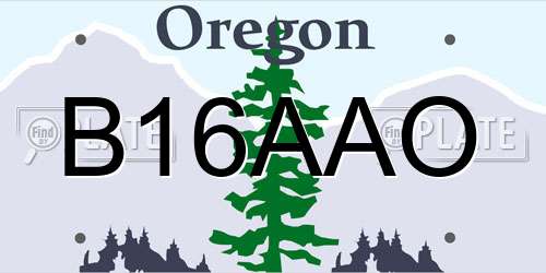 B16AAO Oregon License Plate