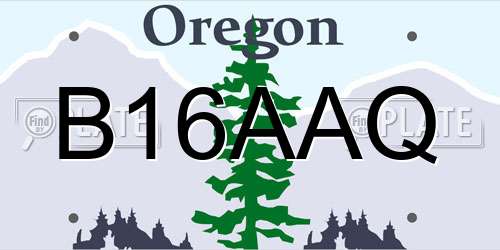 B16AAQ Oregon License Plate