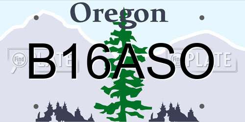 B16ASO Oregon License Plate