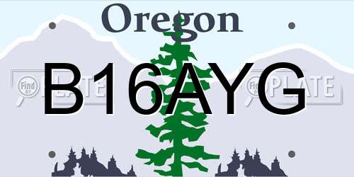 B16AYG Oregon License Plate