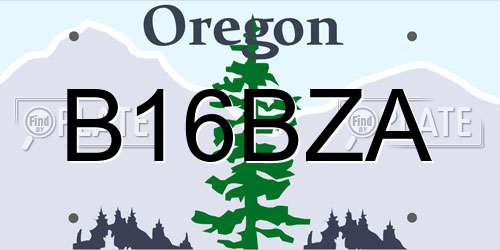 B16BZA Oregon License Plate