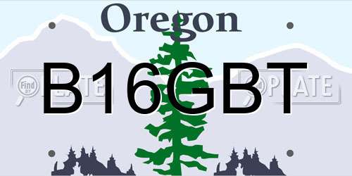 B16GBT Oregon License Plate