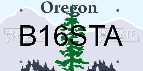 B16STA Oregon License Plate
