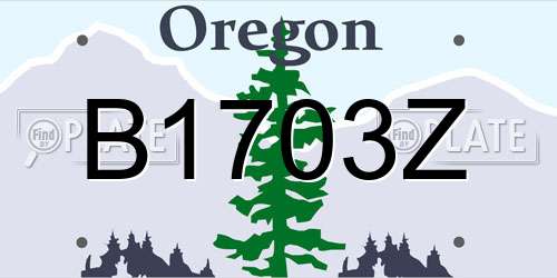 B1703Z Oregon License Plate