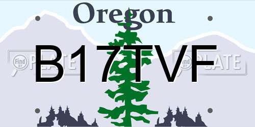 B17TVF Oregon License Plate