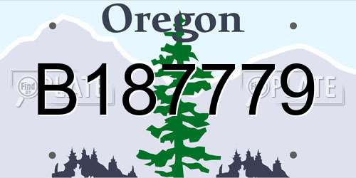B187779 Oregon License Plate