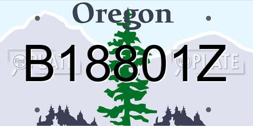 B18801Z Oregon License Plate