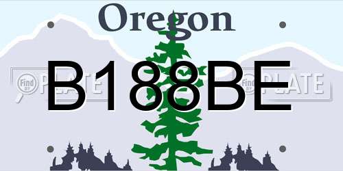 B188BE Oregon License Plate