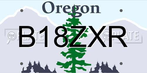 B18ZXR Oregon License Plate