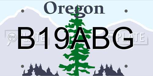 B19ABG Oregon License Plate