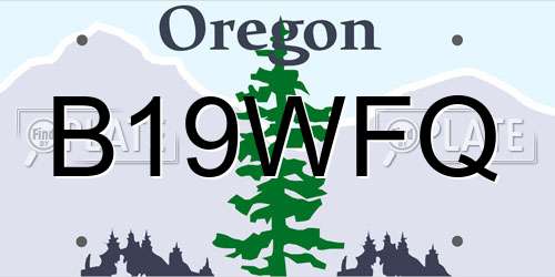 B19WFQ Oregon License Plate