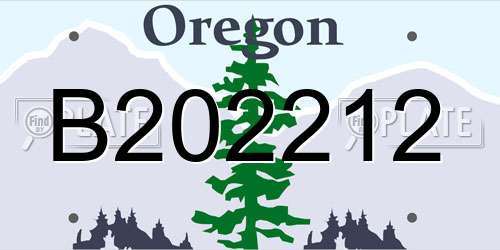 B202212 Oregon License Plate