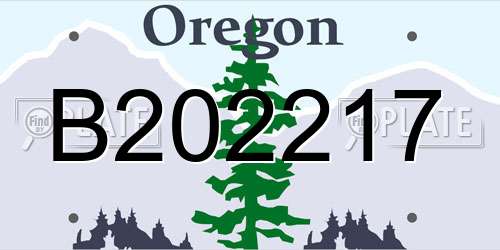 B202217 Oregon License Plate