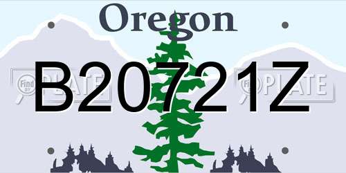 B20721Z Oregon License Plate