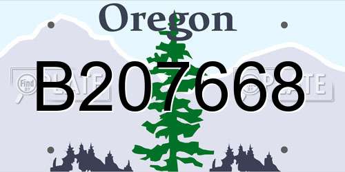 B207668 Oregon License Plate