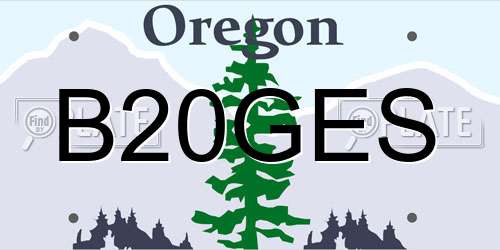B20GES Oregon License Plate