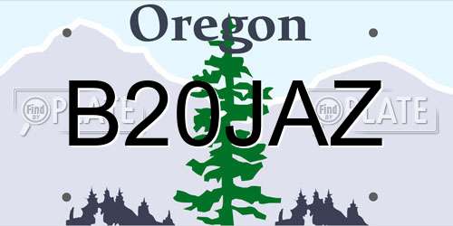 B20JAZ Oregon License Plate