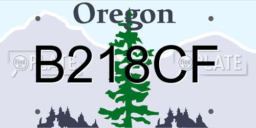 B218CF Oregon License Plate