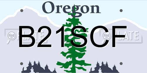 B21SCF Oregon License Plate