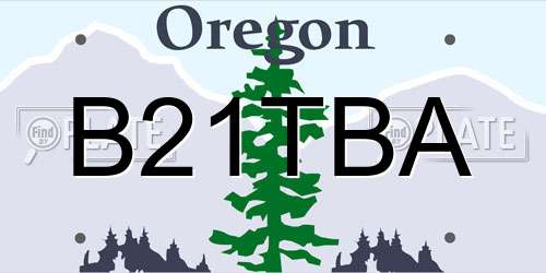 B21TBA Oregon License Plate