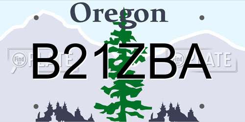 B21ZBA Oregon License Plate